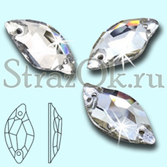 Стразы пришивные стеклянные Leaf Crystal, Листок цвет Кристал, прозрачный яркий на StrazOK.ru
