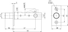 Задвижка врезная DB 867 CP (хром) 67мм