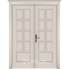 Купить Межкомнатная двустворчатая дверь массив ольхи Лондон 1 слоновая кость глухая