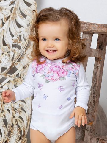 Боди "Пионы с бабочками"