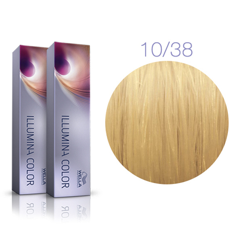 Wella Professional Illumina Color 10/38 (Яркий блонд золотисто-жемчужный) - Стойкая крем-краска для волос