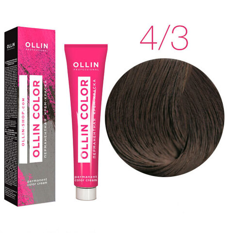 OLLIN Color 4/3 (Шатен золотистый) - Перманентная крем-краска для волос