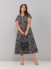 Платье П-032/черный-бежабстракция