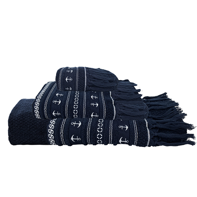 Santorini anchors towel set / blue navy