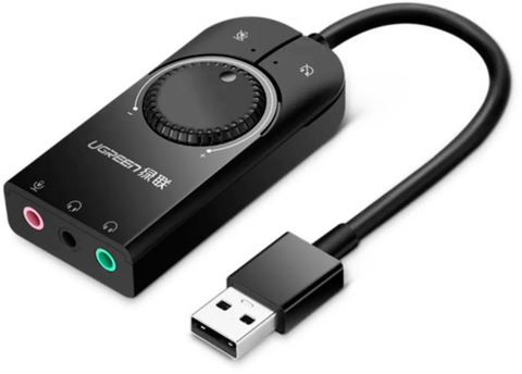 Звуковая карта UGREEN CM129 50599 USB External Stereo Sound Adapter 1м, Black