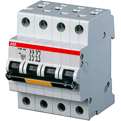 Автоматический выключатель трёхполюсный с нулём 50 А, тип D, 15 кА S203P D50NA. ABB. 2CDS283103R0501