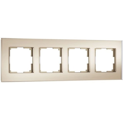 Рамка на 4 поста. Цвет Шампань soft-touch. Werkel(Веркель). Senso. a064579 / W0043111