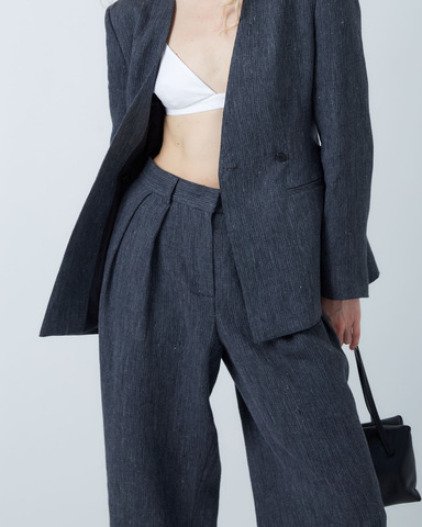 Брюки из смесового льна Брунелло Кучинелли темно-серый