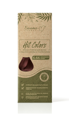 Hit Colors Краска стойкая с маслом оливы и пантенолом тон № 6.66 Королевское бордо Белита-М