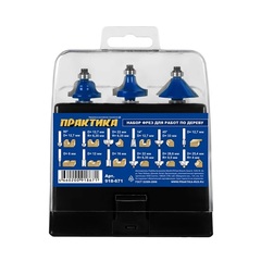 Набор фрез ПРАКТИКА по дереву 12 шт (хвостовик 8 мм) (918-671)