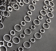 Цепочка-колечки 12 и 8 мм, покрытие родий
