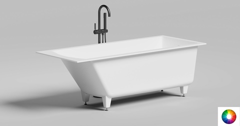 Salini 104823MF CASCATA KIT 170x70 Встраиваемая ванна с прямоугольной чашей, регулируемые ножки, донный клапан "Click-Clack" белый, сифон, интегрированный слив-перелив, RAL полностью