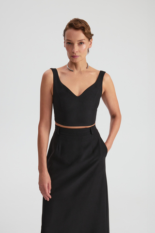 Топ черный костюмный на молнии