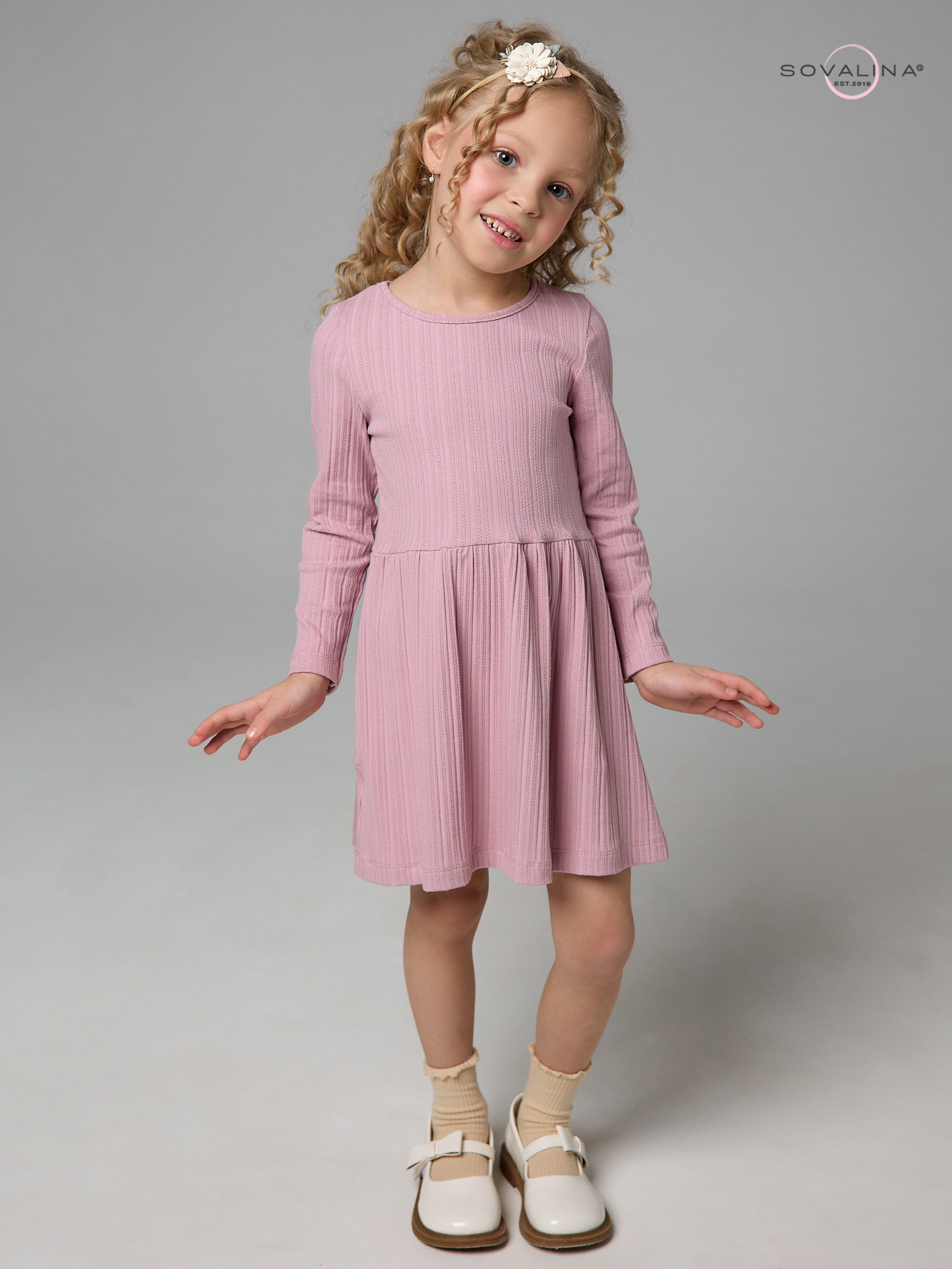 Платье Эля косичка сухая роза