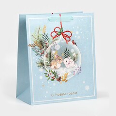 Пакет подарочный M вертикальный, «С Новым годом», 23*27*11 см (Д*В*Ш), 1 шт.