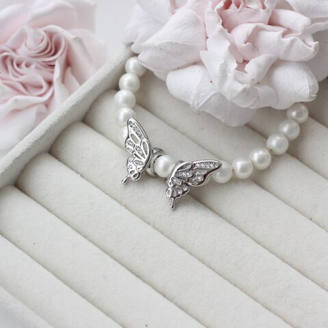 Бусины спейсеры Бабочка, 18*10 мм, 1 пара, родий, Р065