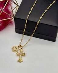 Колье-цепочка с двумя подвесками в стилистике CHROME HEARTS