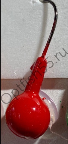 Джиг головка шар крашеный крючок Kumho2412 (Корея) 12гр (уп.10шт) цв.красный разм.2/0