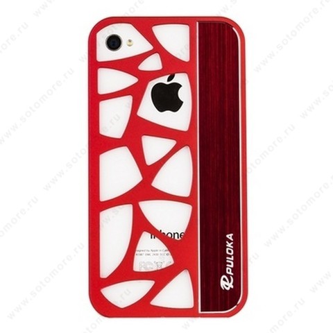Накладка R PULOKA для iPhone 4s/ 4 с отверстиями красная