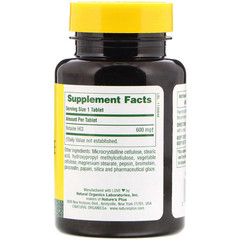 Nature's Plus, Бетаин гидрохлорид (Betaine Hydrochloride), 600 мг, 90 таблеток