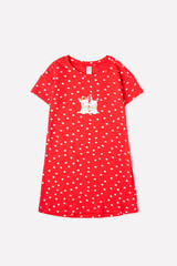 Сорочка  для девочки  К 1139/зимний снег на насыщенно-красном