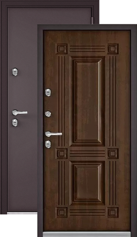 Термодверь входная Мастино (Бульдорс) Термо Стандарт МП 10TD-4, 2 замка, 1,6 мм металл, (шоколад букле+орех грецкий)
