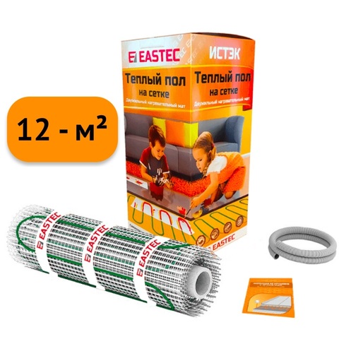 Электрический теплый пол под плитку. Нагревательный мат Eastec ECM - 12.0. (12 кв.м/1920W). EASTEC ECM - 12,0
