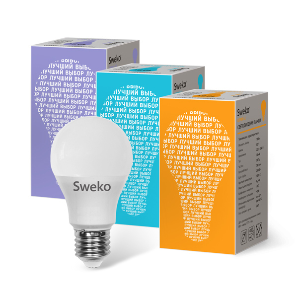 Лампа светодиодная стандартной формы Sweko 42LED-A60-10W-230-4000K-E27-P (Холодный свет)