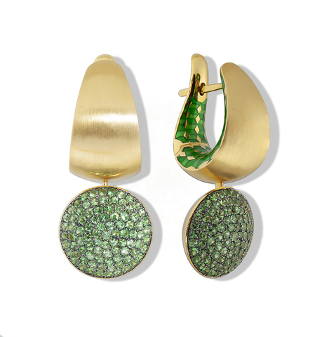 Серьги с Цаворитами, Эмаль, E0178-70/4