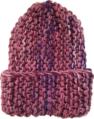 Женская зимняя шапочка крупной вязки (розово-фиолетовый меланж)