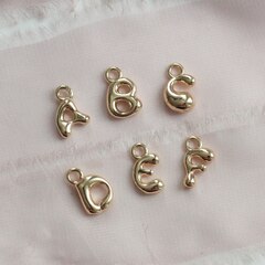 Подвески буквы A, B, C, D, E, F, позолота, 13 мм, 1 шт, П675, П676, П677, П678, П679, П680