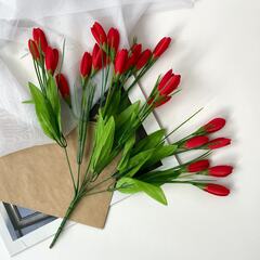 Крокусы-подснежники искусственные, красные, 33 см, больше 80 бутонов в наборе, набор 4 букета