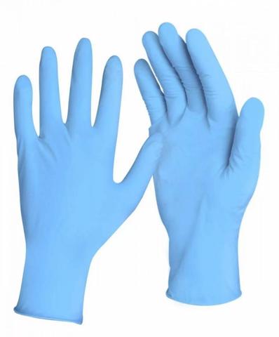 Перчатки голубые нитриловые Медиок размер S