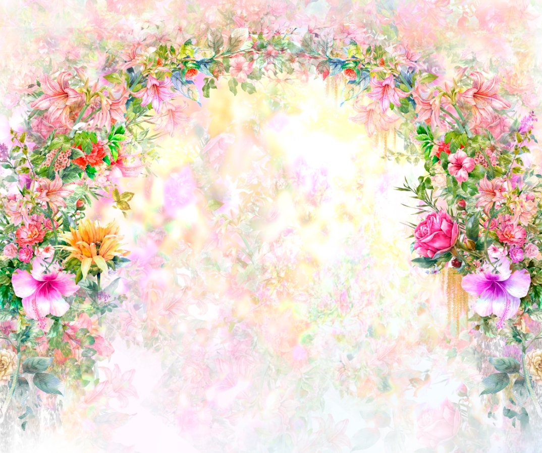 Цветочная арка акварелью
