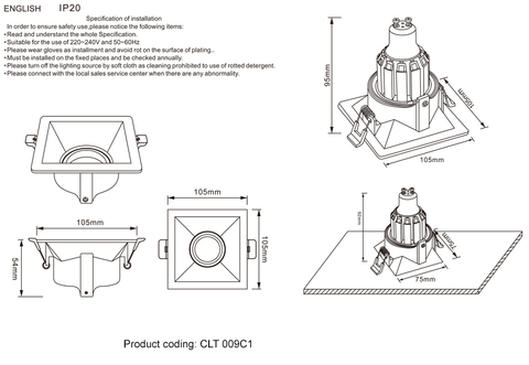 Встраиваемый светильник Crystal Lux CLT 009C1 WH