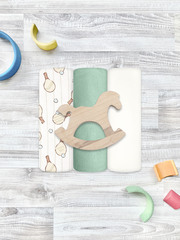 Сет из 3х пелёнок Mjölk Ping Pong/Magic Mint/Ecru