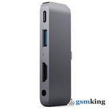 Satechi Aluminum Type-C Mobile Pro Hub Adapter (Type-C to Type-C + HDMI + USB 3.0 + 3.5mm Jack) Space Gray ST-TCMPHM