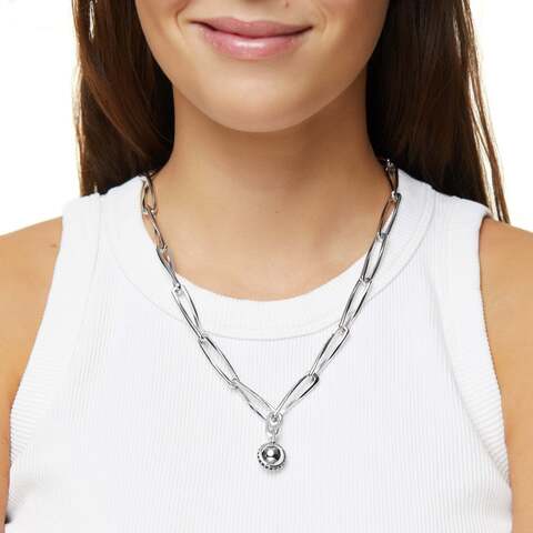 Pave Sphere Twisted Link Chain Necklace