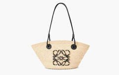 Сумка Loewe Anagram Iraca Palm and Calfskin Leather Small Basket Bag "Natural Black"