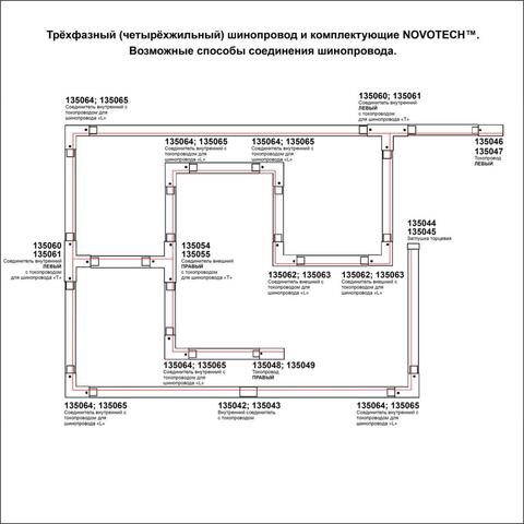 Трехфазный шинопровод четырехжильный Novotech 135235 PORT NT24, 1м