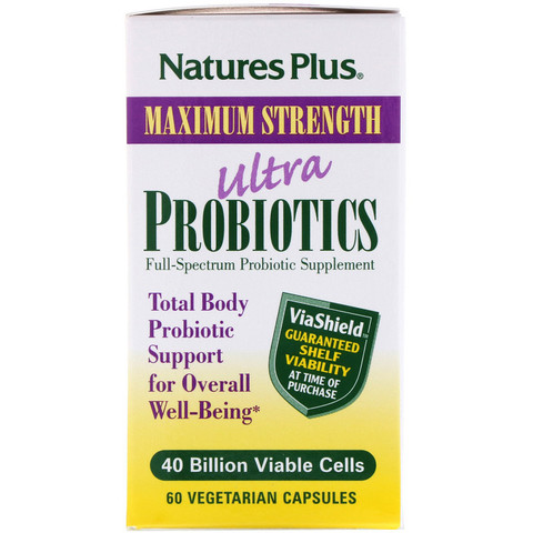 Nature's Plus, Ultra Probiotics, 40 Billion Viable Cells, 60 Vegetarian Capsules