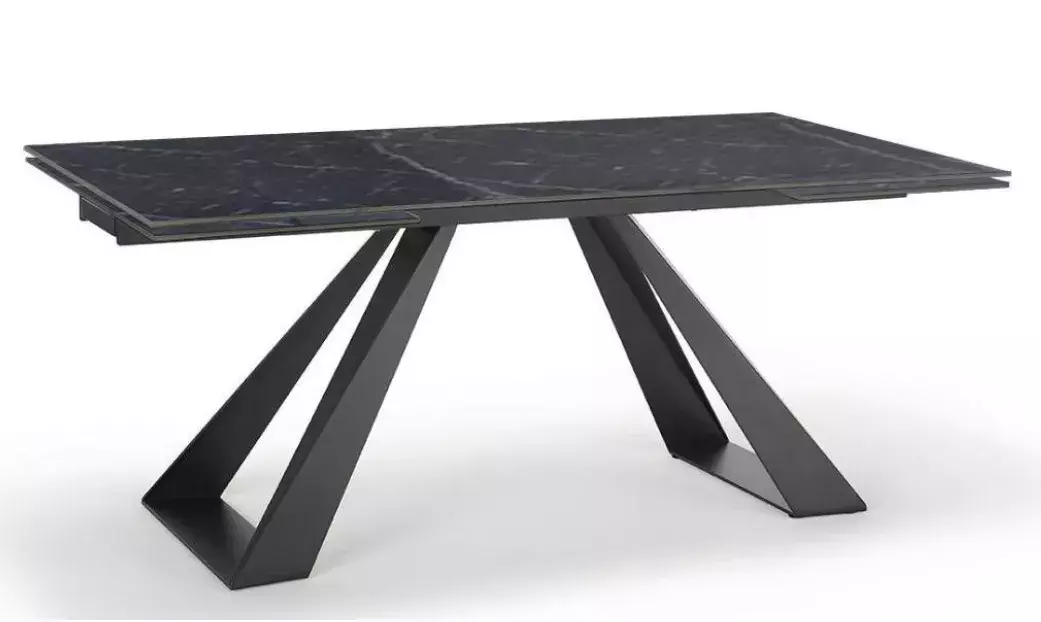 Стол FONDI 180 MARBLES NERO KL-116 Черный мрамор матовый, итальянская керамика/ черн.каркас, DISAUR