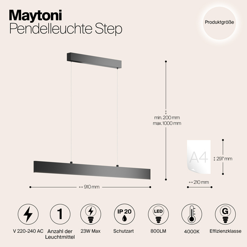 Подвесной светодиодный светильник Maytoni Step P010PL-L23W4K белый