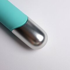 Бирюзовая многофункциональная вибропуля с щеточкой - 