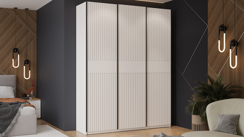 Шкаф-купе Оскар Хилтон 3-х дверный 177 белый снег / белый матовый / ручка черная