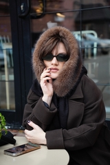 Косынка с мехом шоколад