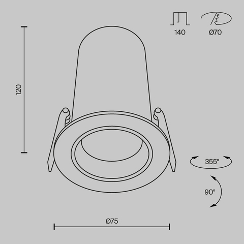 Встраиваемый светодиодный светильник Maytoni FOCUS LED DL125-L12-3K-W