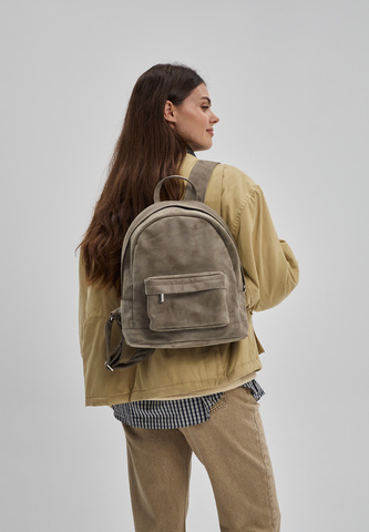 рюкзак закругленный какао серо-бежевый M эко