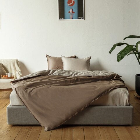 Постельное бельё двустороннее LaPrima сатин (евро) - Шоколад - купить