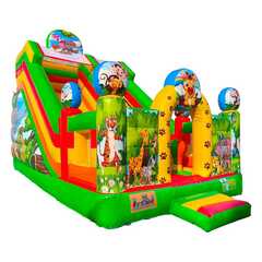 Коммерческий надувной батут "Зверята на горке", 7*4*6 м